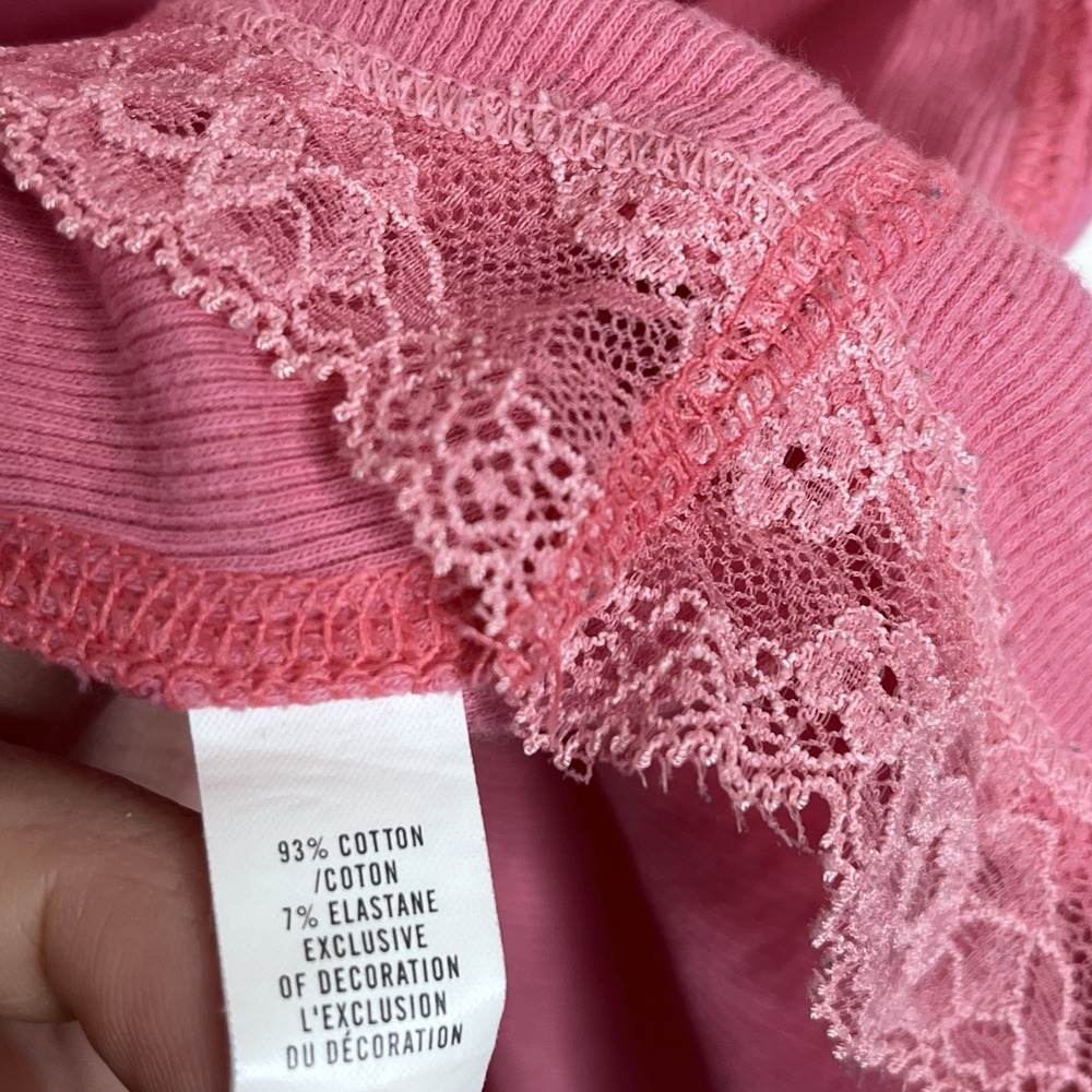 Abercrombie & Fitch Y2K Lace Trim Cami Tank Top Pink Womens Small Coquette Moose - Picture 5 of 6